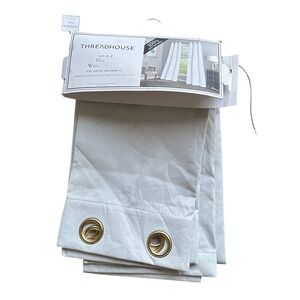 Threadhouse White Blackout Window Panels Set of 2 Metal Grommets 37x84 Each